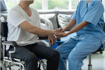 Personal injury lawyer helping a client